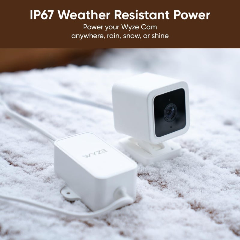WYZE 20FT Outdoor Power Adapter for Pan v4/v3, Cam v4/OG/v3 Pro/Duo Cam Pan - No Drill Installation, IP67 Waterproof Cable (L-Shaped Micro-USB Adapter Included) - Image 2